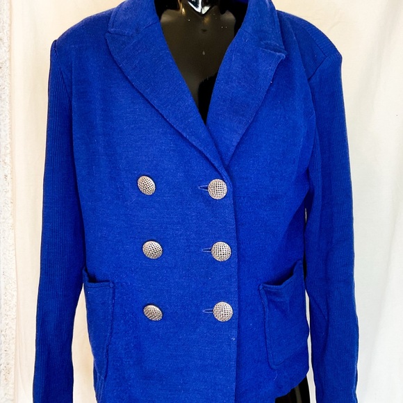 St. John Jackets & Blazers - ST. JOHN Women's Blue Double-Breasted Wool Light Jacket